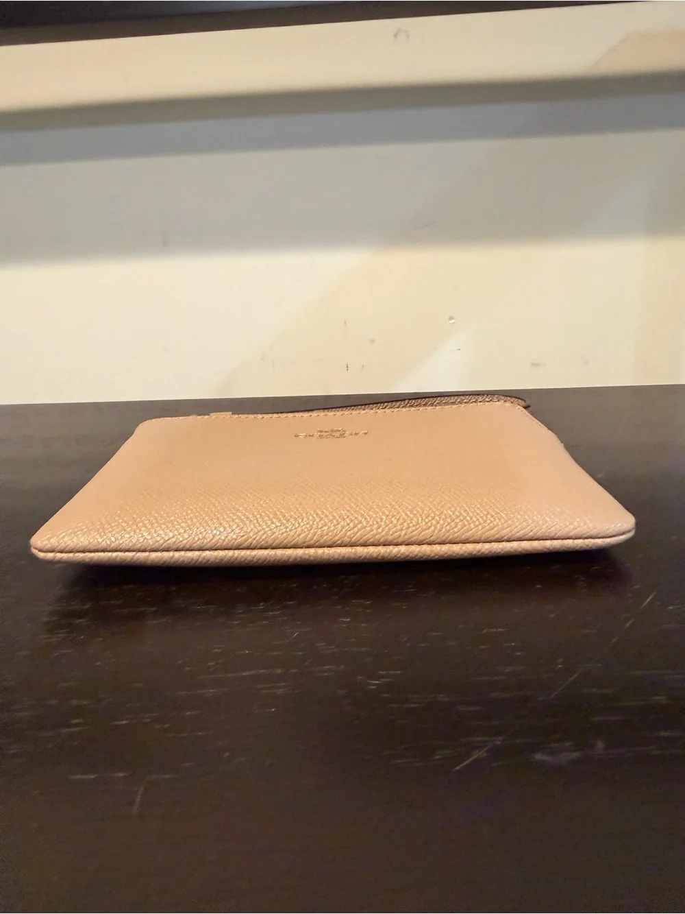 Coach Corner Zip Wristlet Taupe